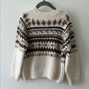 Zara Kids Cream and Brown Patterned Sweater